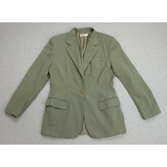 Talbots Blazer Womens Size 8 Green One Button Long Sleeve 100% Wool Jacket Lined - Picture 1 of 8